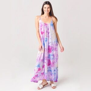 9Seed Tulum Tie-Dyed Low Back Maxi Dress - O/S